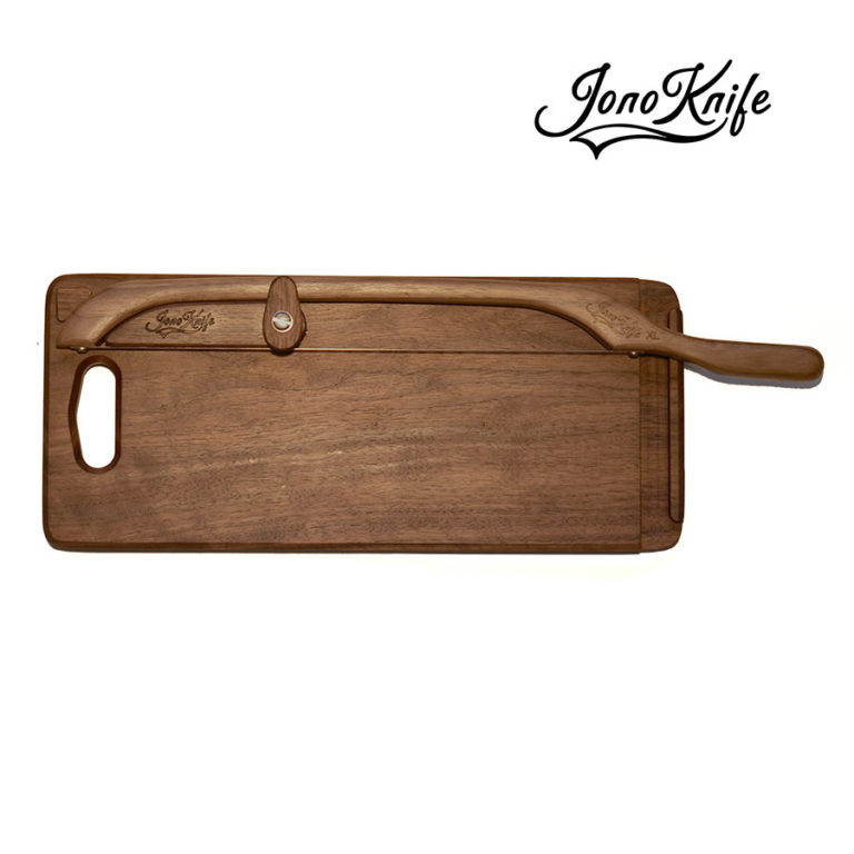 Walnut fiddle bow bread knife & board set JonoKnife