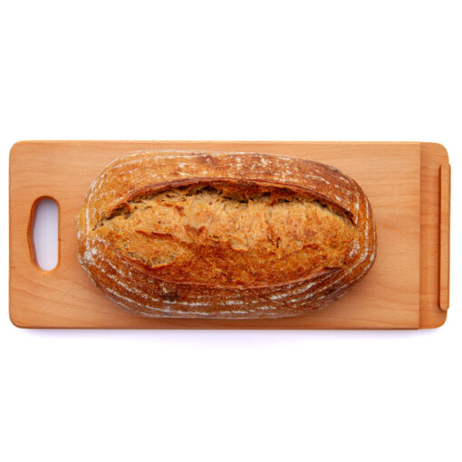 Beech JonoKnife Compact breadboard with bread