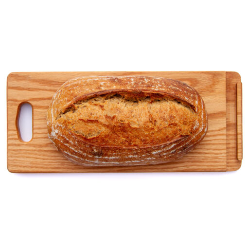 Oak JonoKnife Compact breadboard with bread